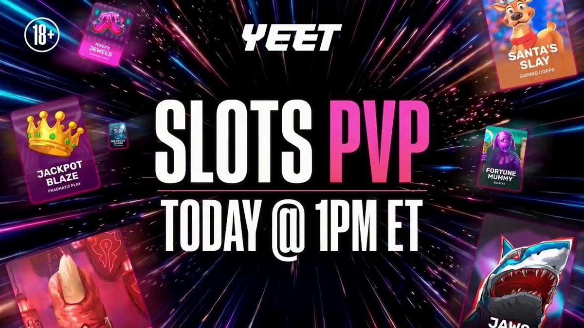 YEET Slots PVP announcement video showing head-to-head slot competition format