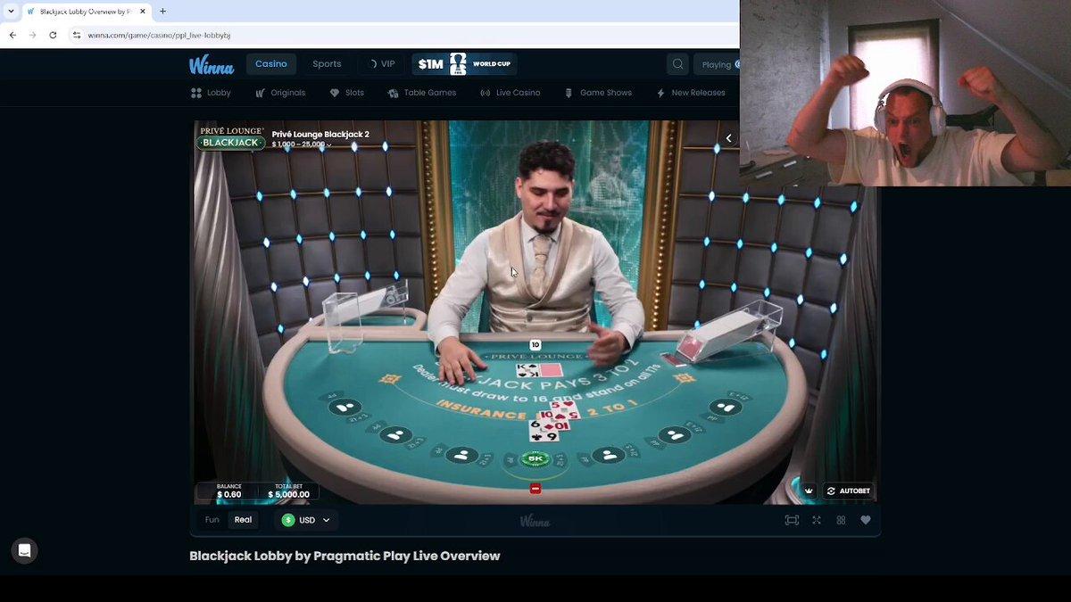 Video showing a Winna balance dropping by $5,000 as a player immediately calls it rigged.