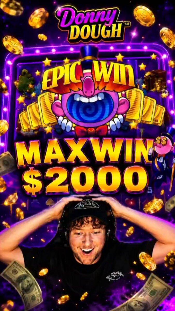 Screen recording of a slot max win showing a $2,000 payout on Yeet