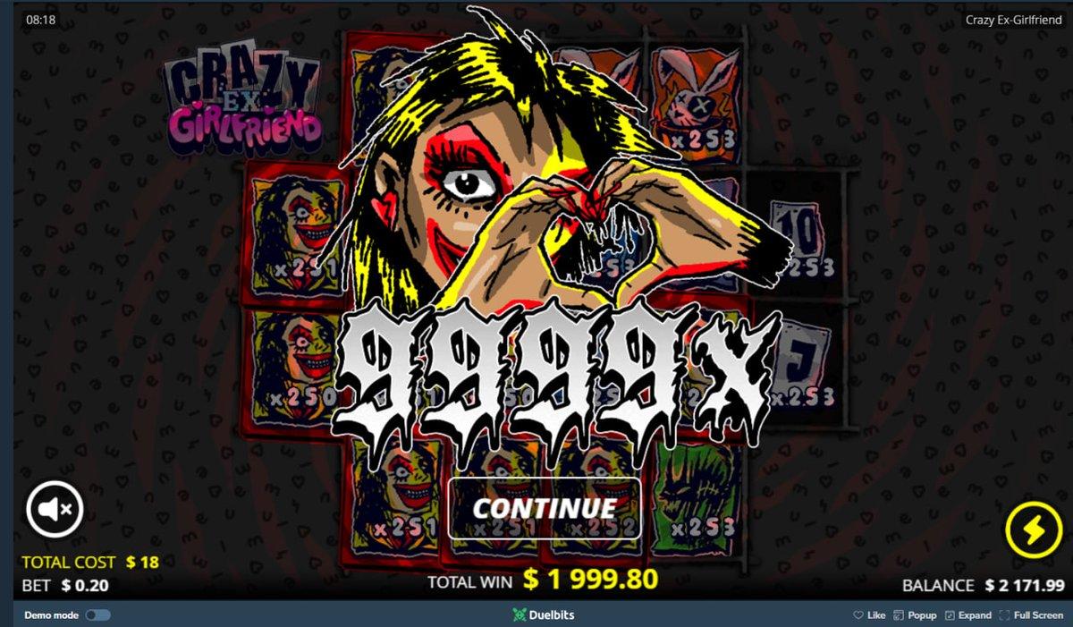 Screenshot of HolyTheGrail's June 16 max win on Crazy Ex-Girlfriend slot on Duelbits