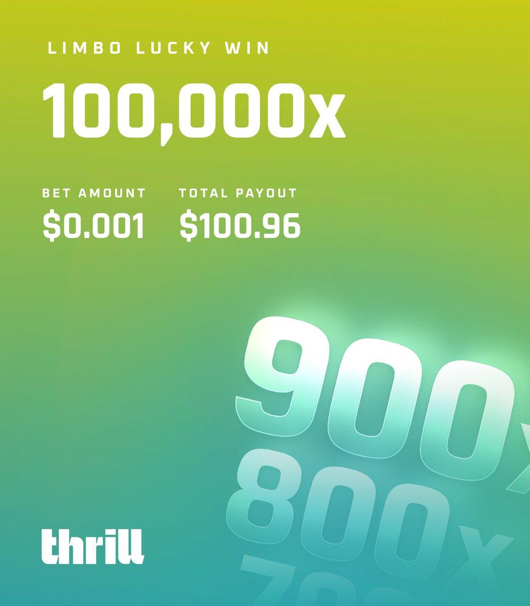 Screenshot of a 100,000x Limbo win on Thrill.com
