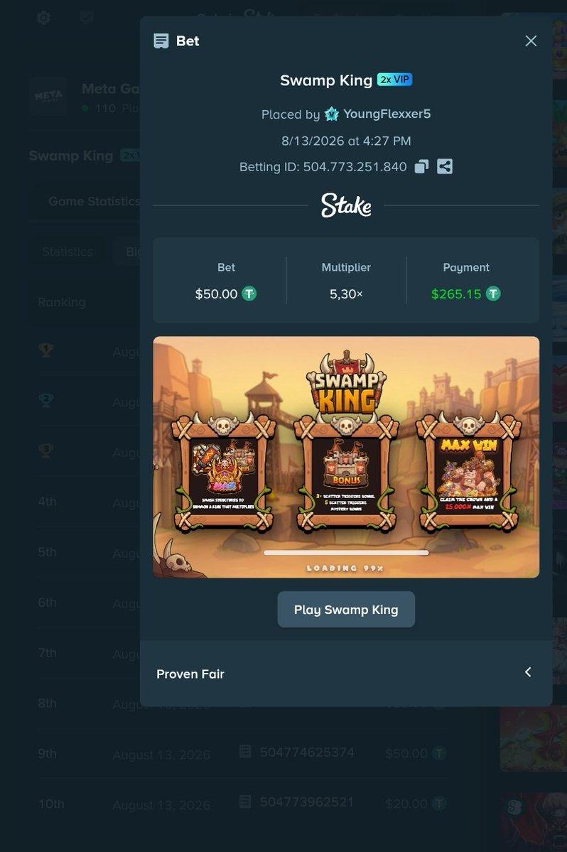 Screenshot of FLEXXER5's Meta Gaming slot session on Stake showing a 47% RTP.