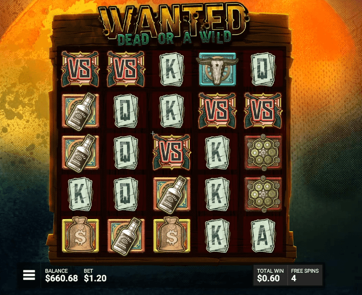Screenshot of a max win on Wanted Dead or a Wild slot game on Shuffle