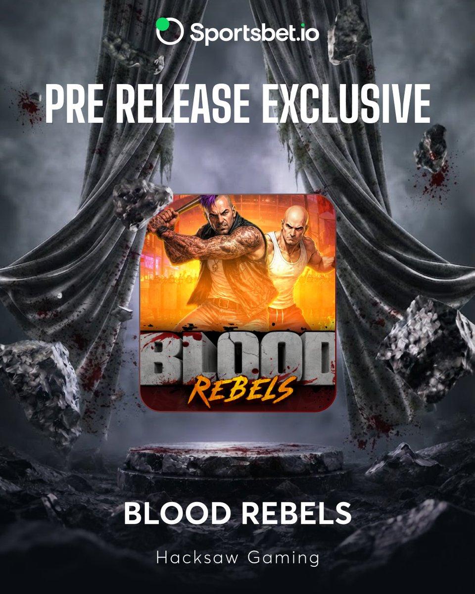 Promotional artwork for Blood Rebels slot game from Hacksaw Gaming, exclusive to Sportsbet.io