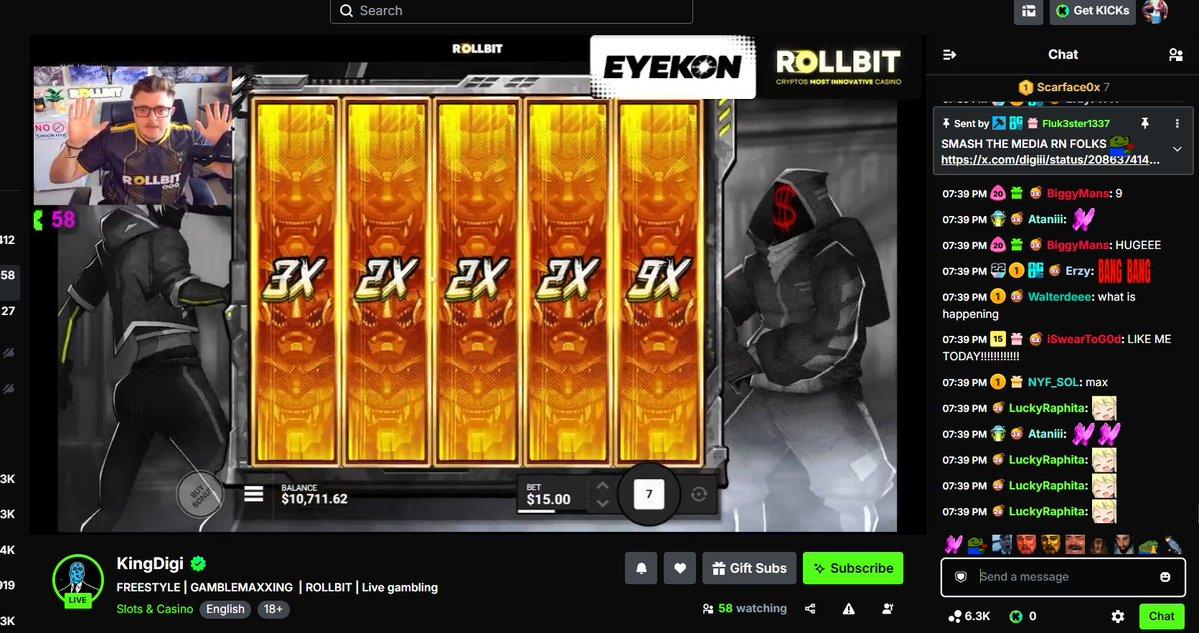 Screenshot of Digi's $37,000 win on Rollbit