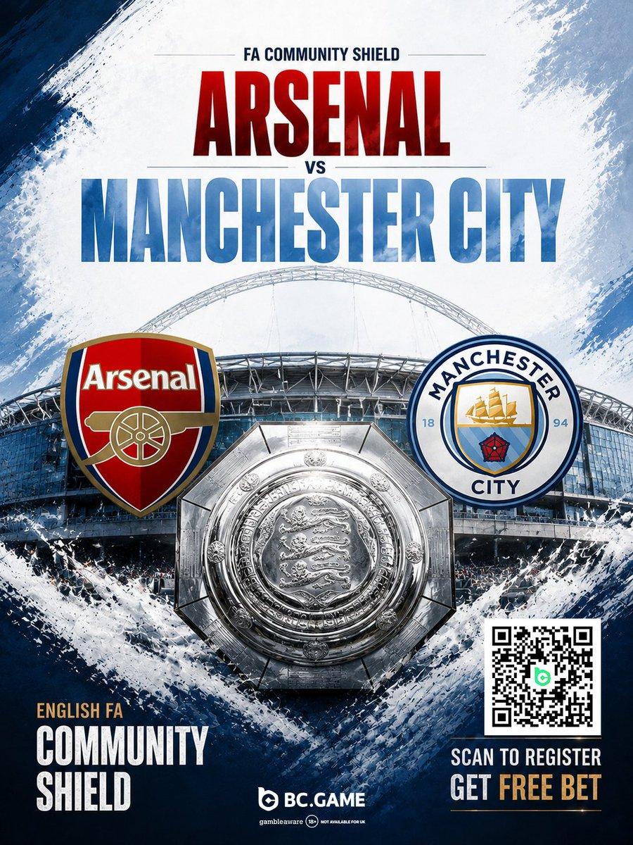 BC.GAME Wembley promo graphic for the Arsenal vs Manchester City Community Shield match