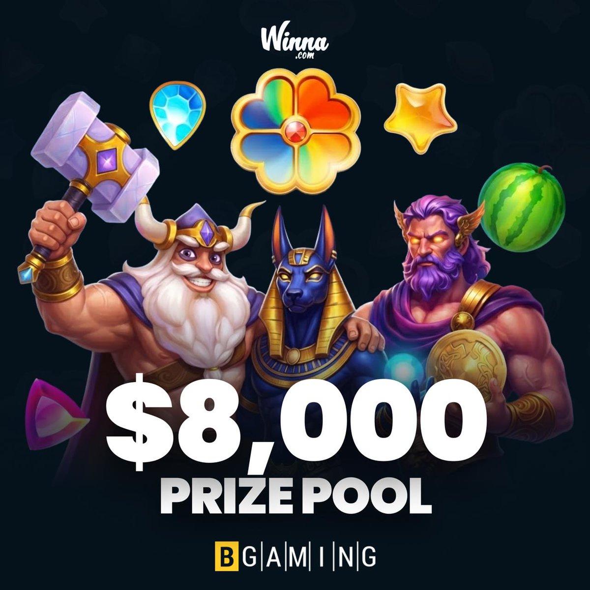 Winna's prize pool announcement graphic listing eligible BGaming games