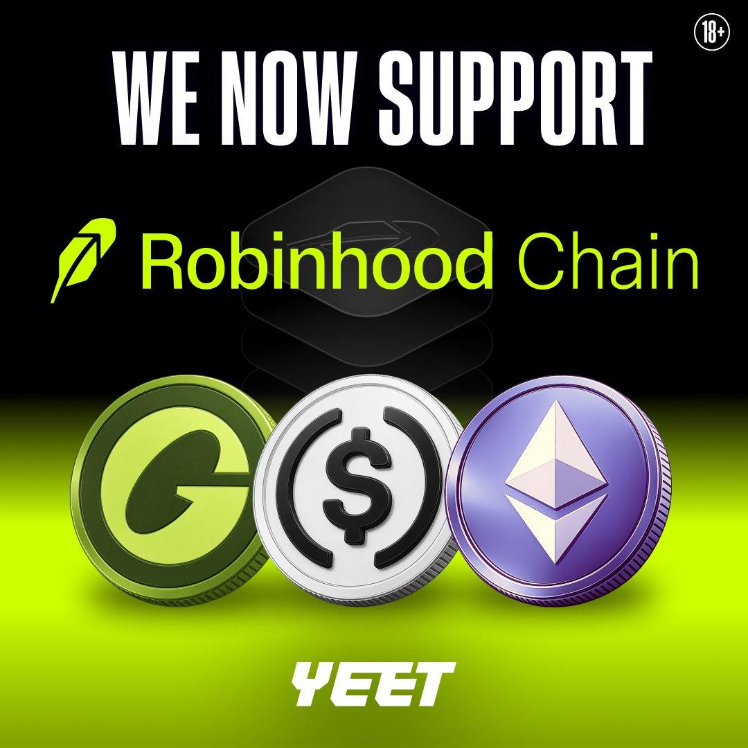 Yeet's Robinhood Chain deposit announcement graphic