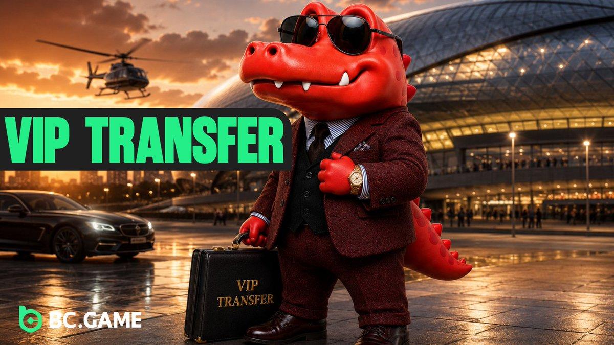 BC.Game red crocodile mascot in a tailored suit