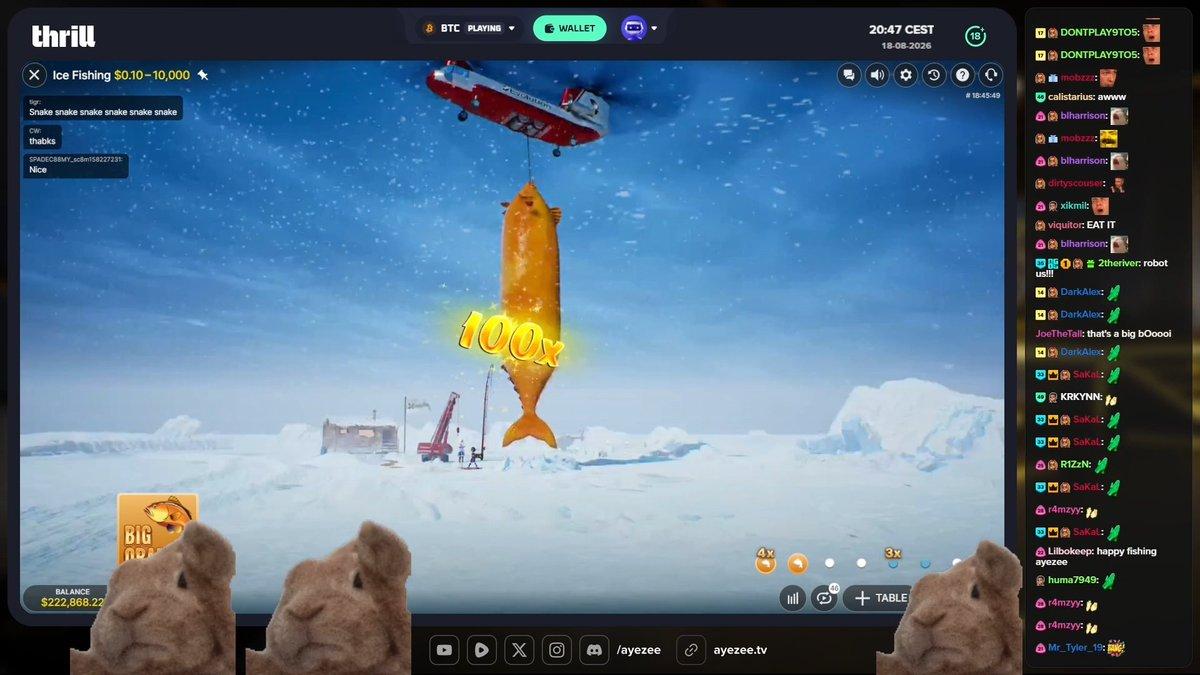 Video of AyeZee's $100,000 Ice Fishing win on Thrill