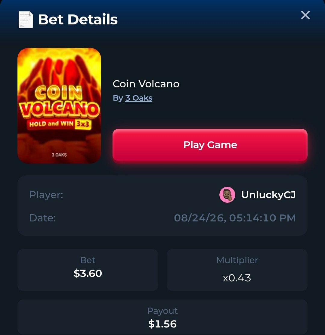 Coin Volcano bonus buy result screenshot from BetFury share-to-win post.