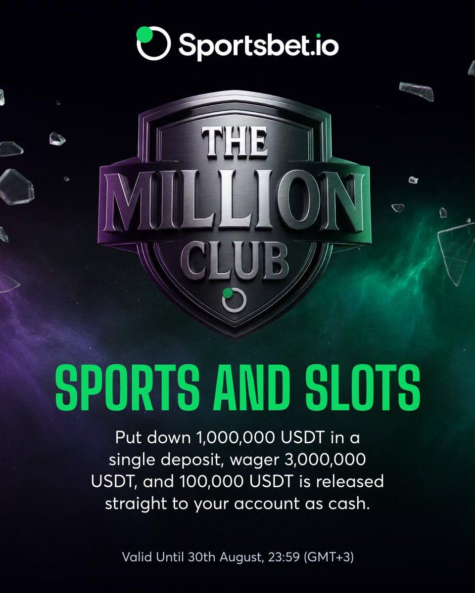 Sportsbet.io promotional graphic announcing The Million Club.