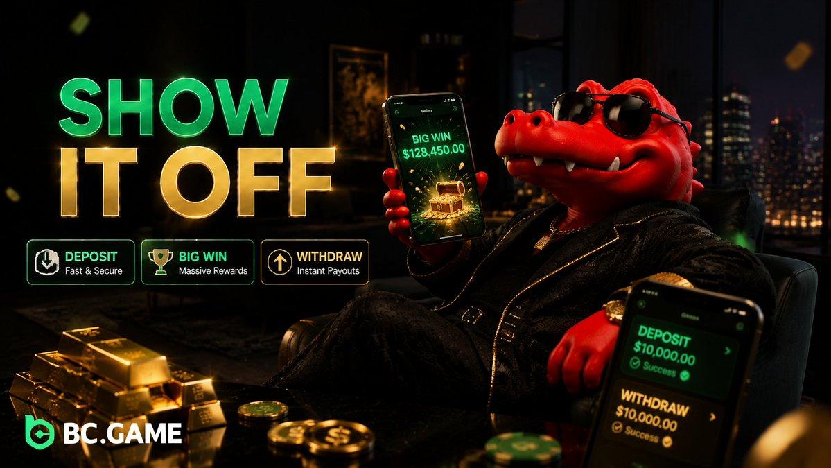 BC.Game 'Daily Show It Off' promo graphic offering up to $20 in daily rewards.